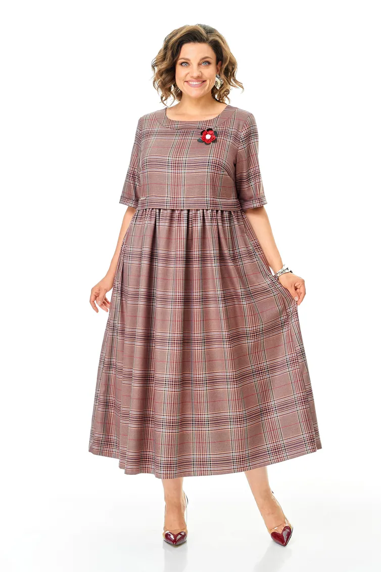 Sukienka Michel Chic #2132-2 brusnichnyj, kletka