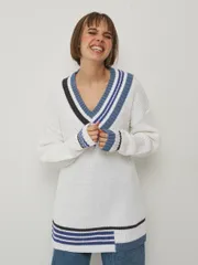 Джемпер Newvay арт. 7222-40097 бел/зимнее утро/зв.пыль/графит