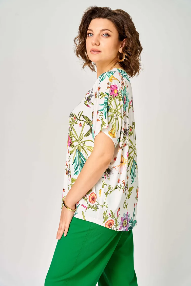 Блузка BLISS арт. 9611 Белый цветы