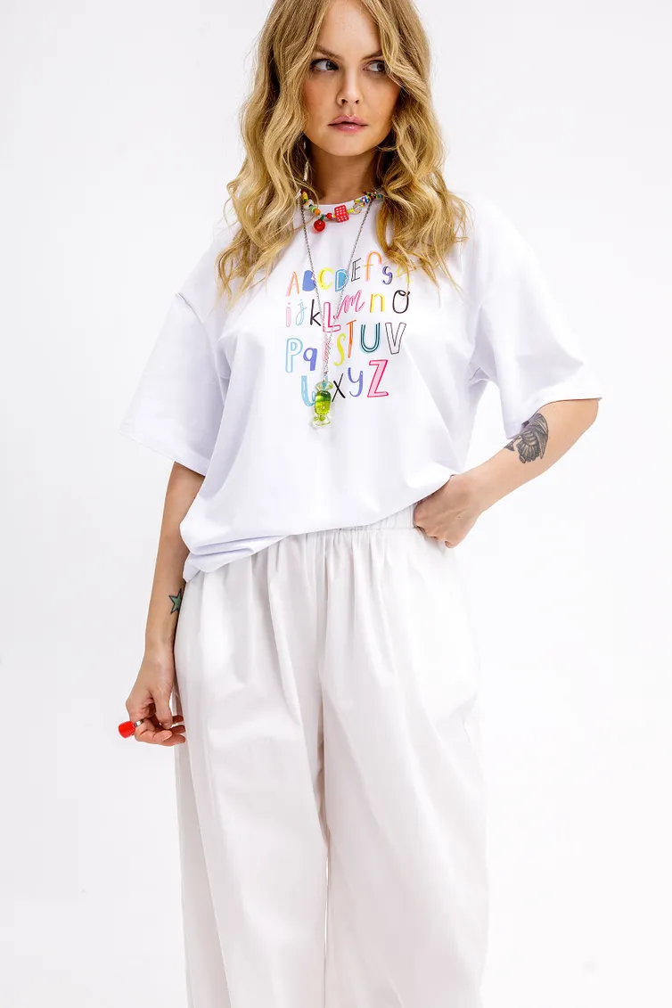 T-Shirt Pirs #6831 belyj s printom «alfavit»