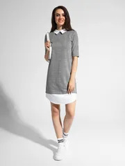 Sukienka Conte Elegant #19S-841TSP grey-ivory check 164