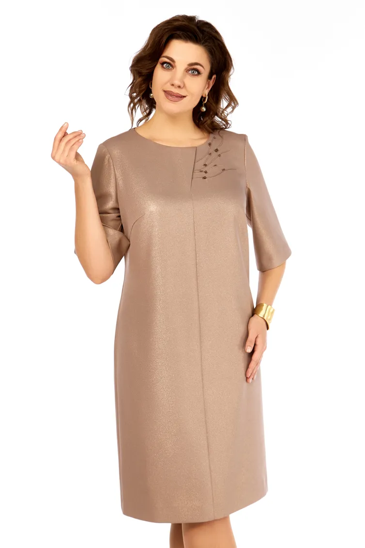 Sukienka Olga Style #S980 bezhevo-zolotoj