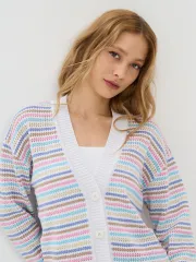 Кардиган Newvay арт. 9241-91042 бел/гол/натюрель/тиффани/ роз/какао