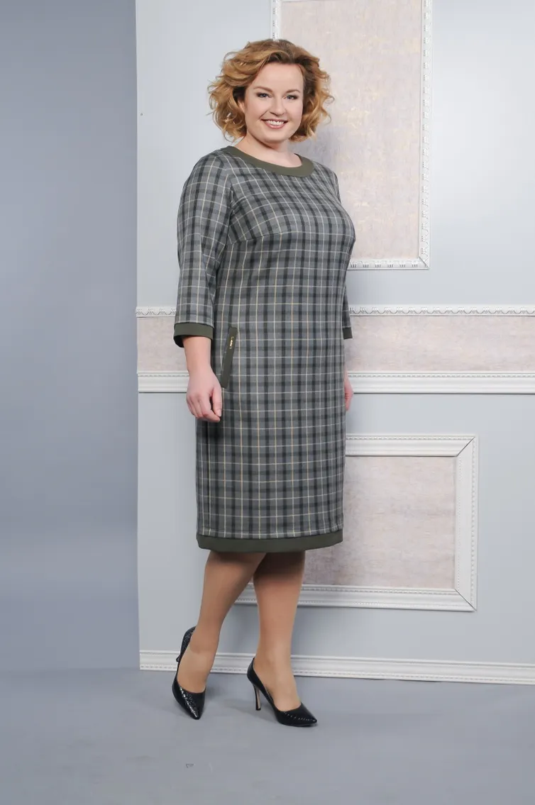 Платье Lady Style Classic арт. 1427 серо-зел