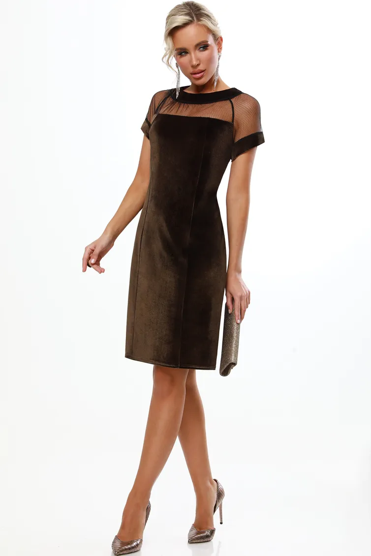Платье DS Trend арт. П-4191-0513-01 (бархатное коктейльное с коротким рукавом)
