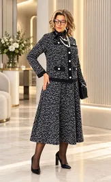 Костюм Anastasia 1401 черно-белый (меланж)