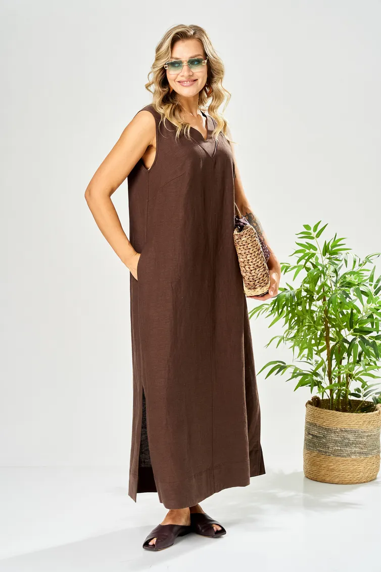 Dress Ava fashion #M-210 korichnevyj