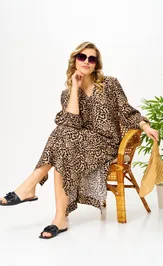 Платье Ava fashion М-191 коричневый-бежевый