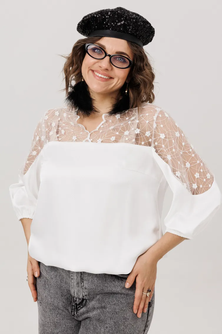 Blouse Anelli Laurel #1790 farforovoe kruzhevo