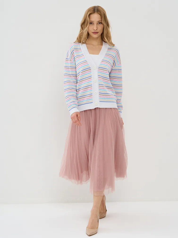 Кардиган Newvay арт. 9241-91042 бел/гол/натюрель/тиффани/ роз/какао