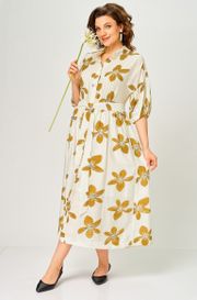 Платье Milora арт. 1451 молочный/ горчичные цветы