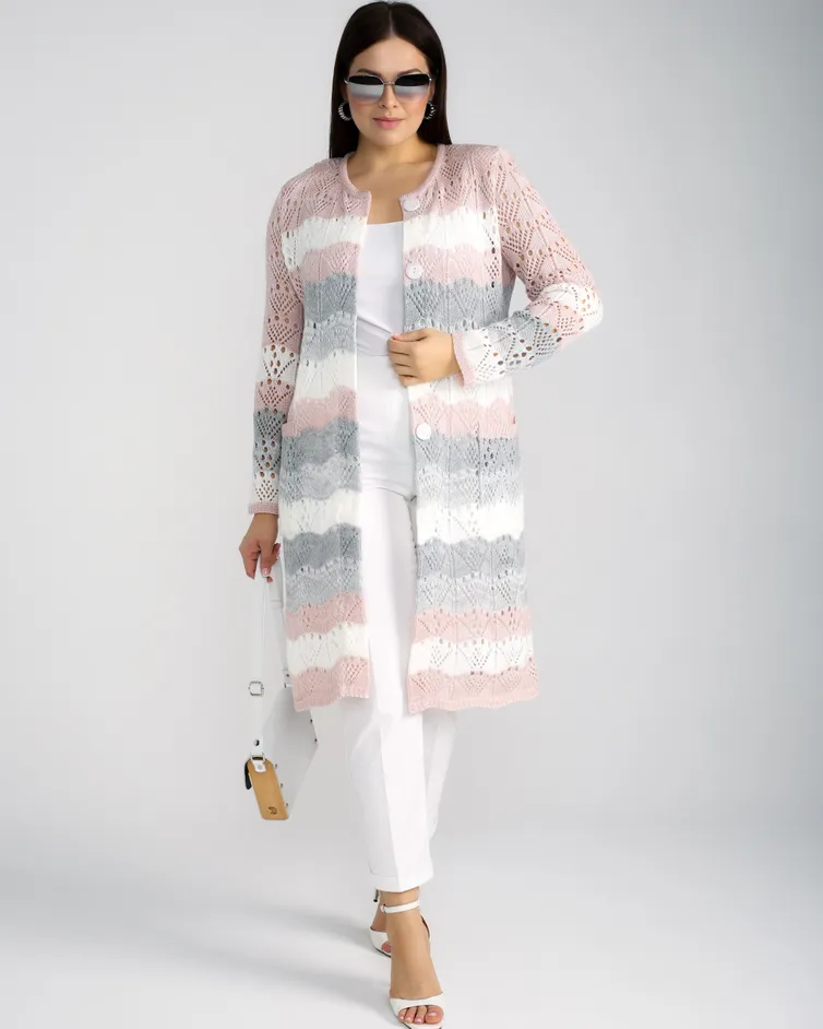 Sweter BONADI #1285 pudra-seryj