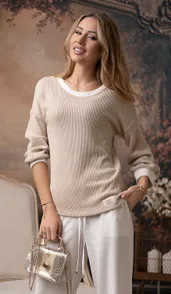 Jumper nika.pl #0303703 Hajdan-37 bezhevyj