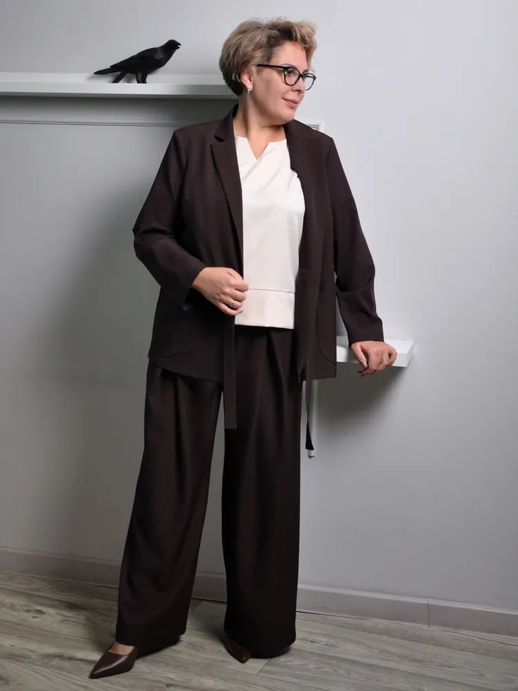 Trousers NOVITA #1481 korichnevyj