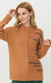 Jumper Newvay 9242-94192 karamel/grafit/teplyj sero-korichn