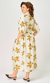 Платье Milora 1451 молочный/ горчичные цветы