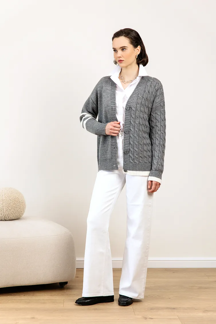 Sweter Romgil #RV0103-ShE5 seryj, belyj