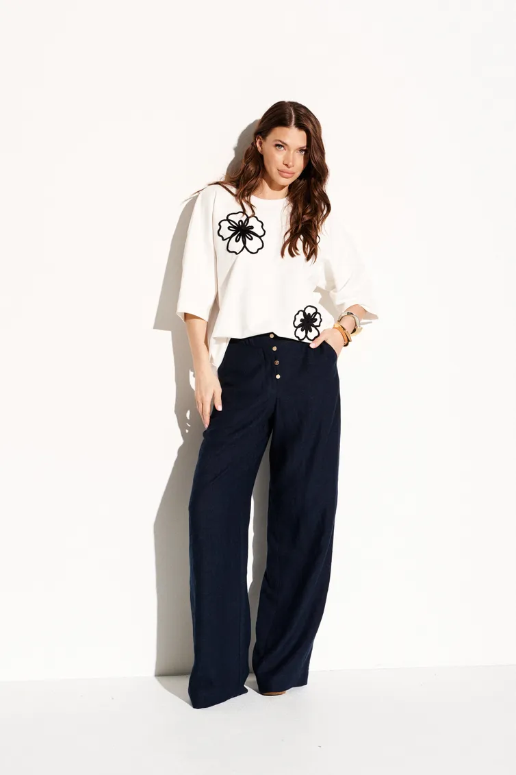 Trousers Elletto Life #12393 temno-sinij