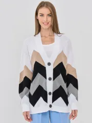 Кардиган Newvay арт. 9232-91006 бел/черн/титаниум/латте