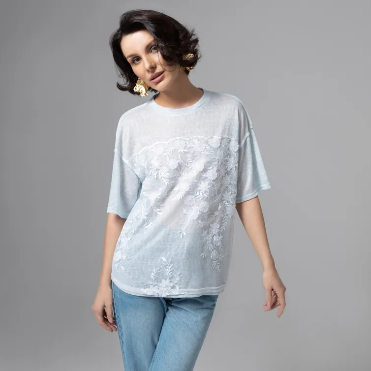 T-Shirt CHARUTTI #Budu tebe snitsya (goluboj melanzh)