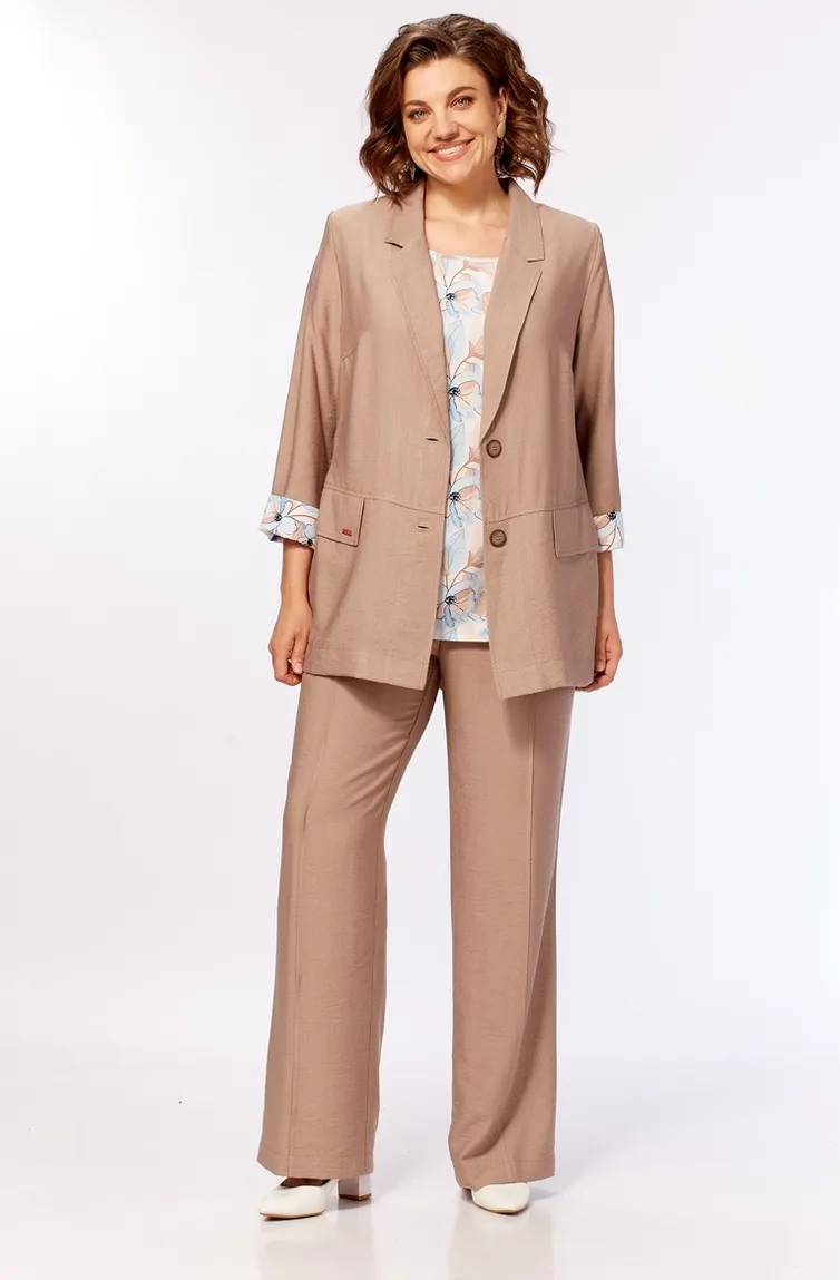 Suit Milora #1458 pesochnyj + pastelnye cvety