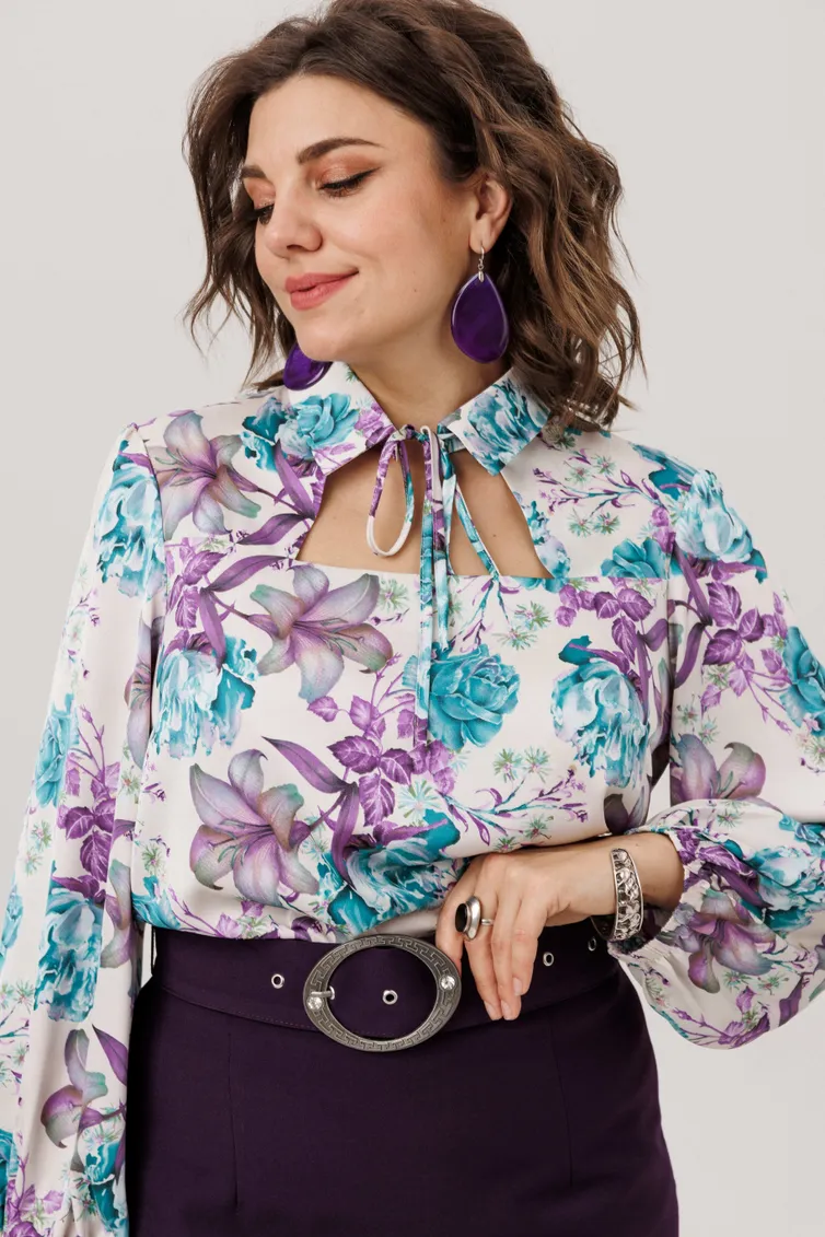 Bluzka Anelli Laurel #1806 rozy lilii piony