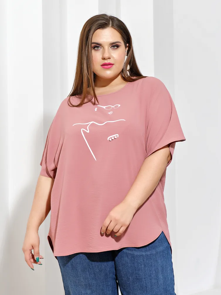 Bluzka DORA plus #0250-1 rozovaya pudra