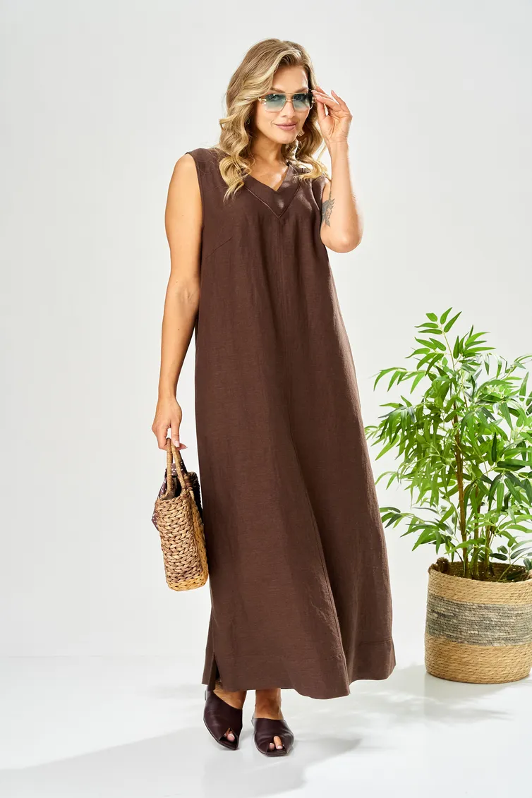 Dress Ava fashion #M-210 korichnevyj