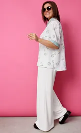 Блуза BegiModa 4132 шалфей на белом