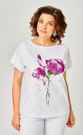 Блузки, туники Rumoda 2061 (короткий рукав) белая лаванда