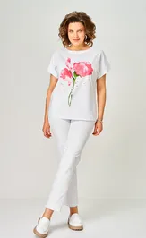 Блузки, туники Rumoda 2061 (короткий рукав) белая коралл
