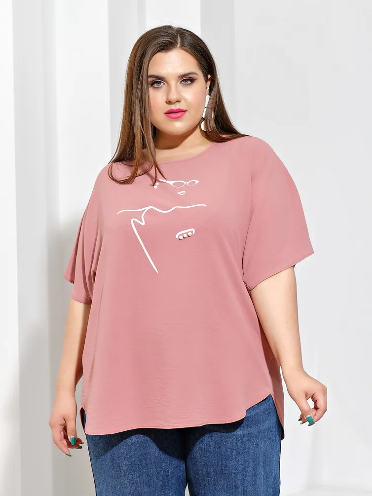 Bluzka DORA plus #0250-1 rozovaya pudra