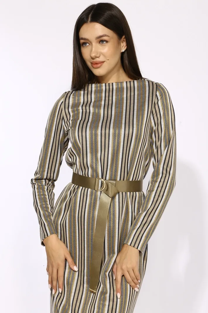 Sukienka Faufilure #S1407 poloska seraya-zheltaya