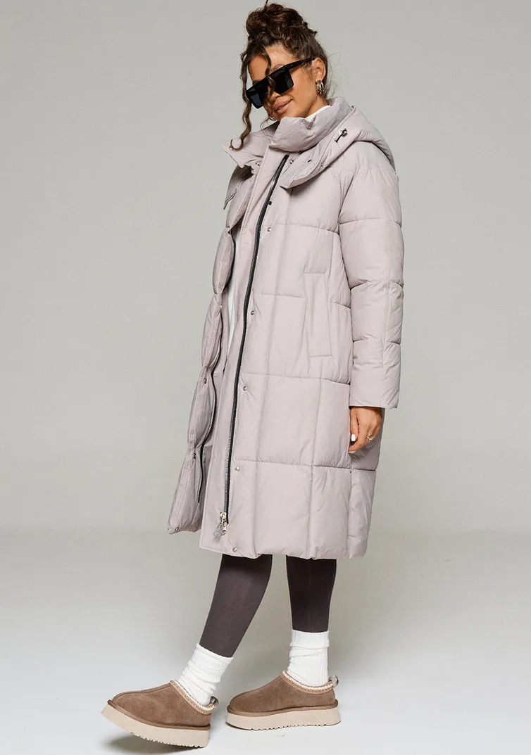 Coat Beautiful & Free #6247 sero-bezhevyj