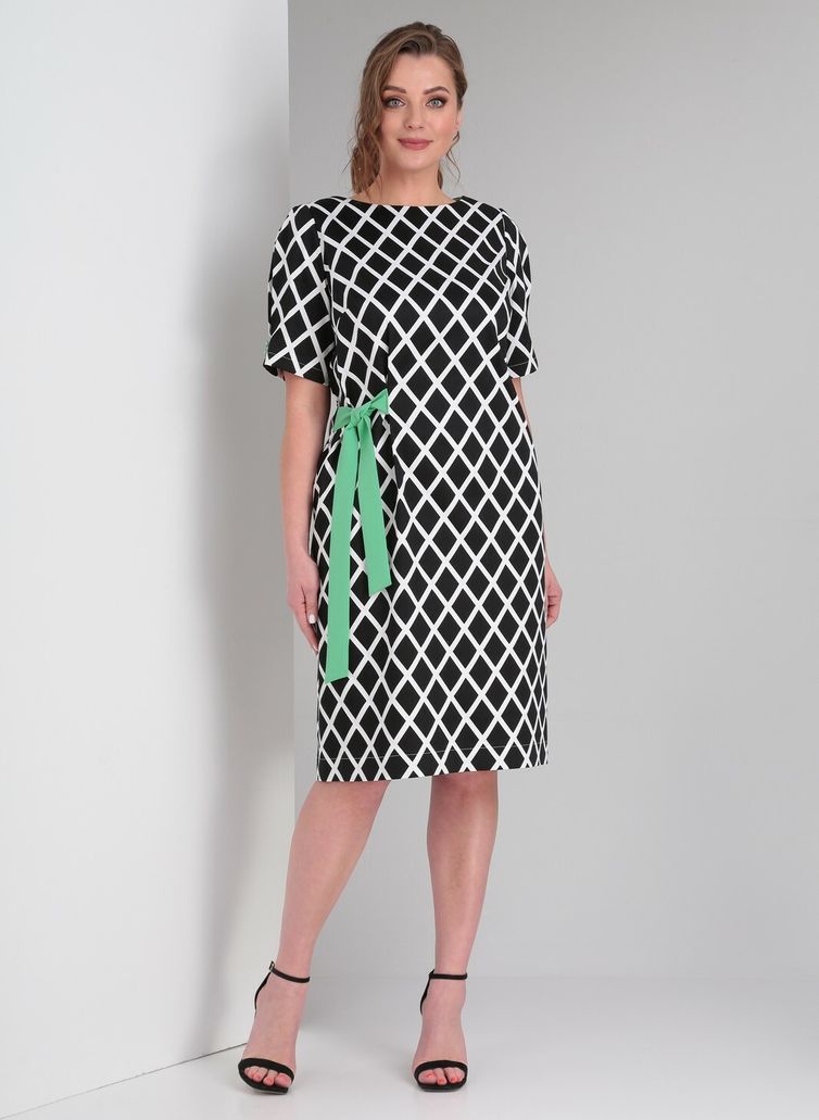 Платье Vilena-fashion арт. 807 черно-белый+ментол